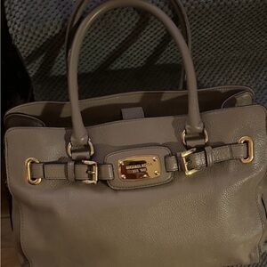 Michael Kors Gray Satchel with Gold Accents